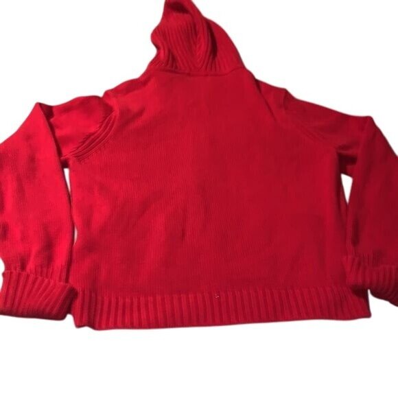 Jeanne Pierre Red Hooded Zip-Up Sweater X-Large 100% Cotton - Picture 9 of 11